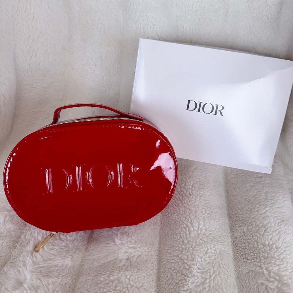 Dior Red Patent Leather Cosmetic Pouch Bag– From Dior Parfume Skincare Gift Set